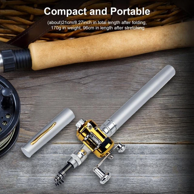 Portable Pocket Telescopic Mini Fishing Pole Pen Shape Folded Fishing Rod  With Reel Wheel - Fishing Rods - AliExpress