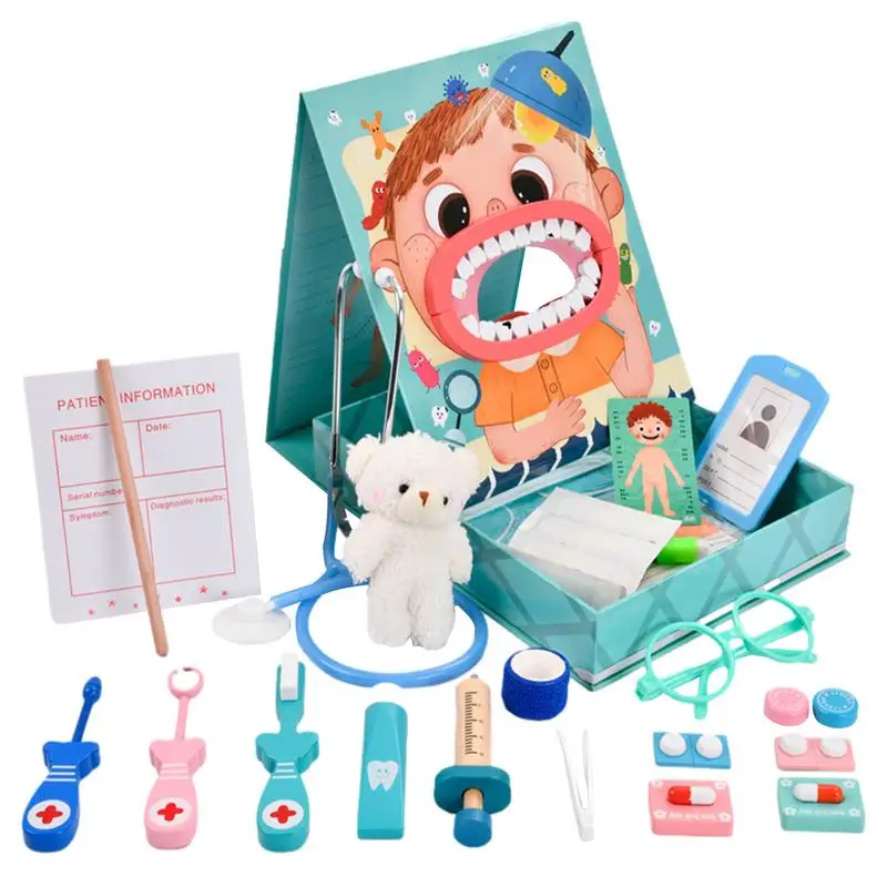 

Dentist Set For Kids Wooden Play Dentist Toy Set Realistic Design Indoor Activity Set For School Camping Home Car And Travel