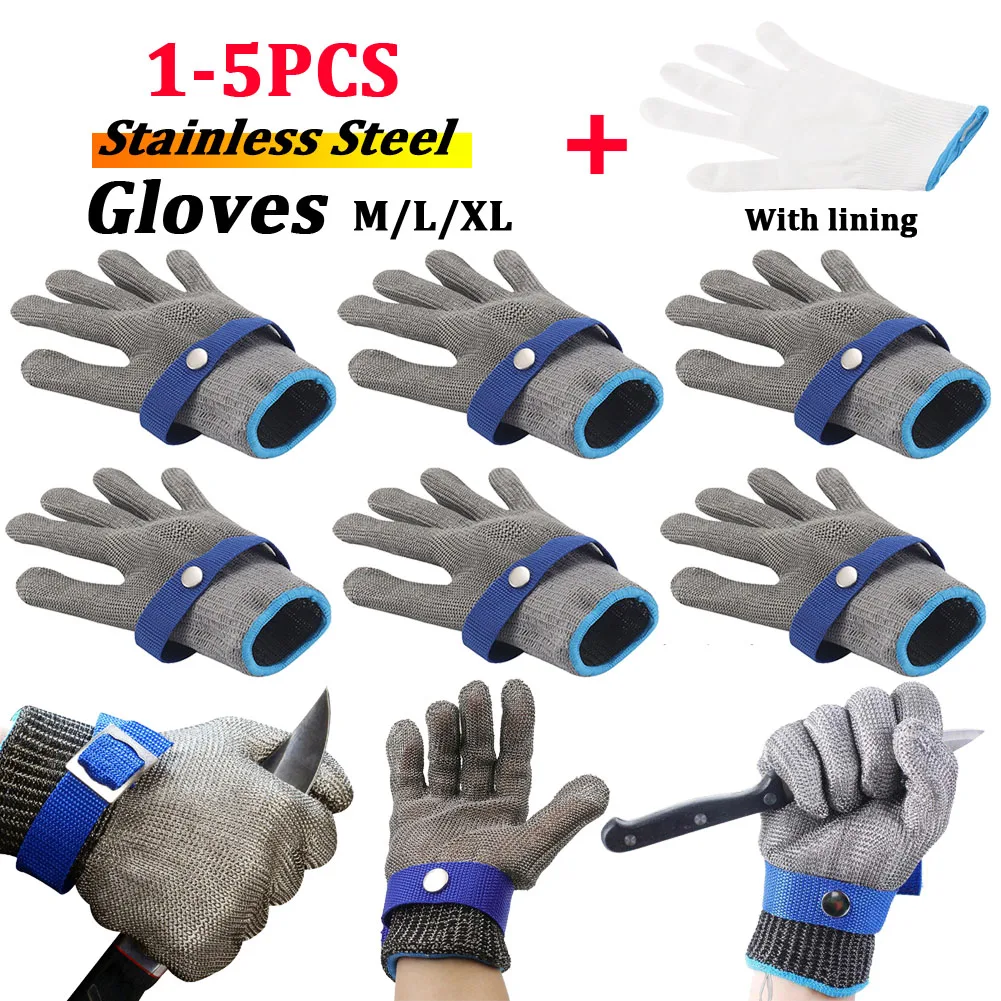 1pc Household Gloves Cut Resistant Hand Protector Metal Mesh Work Gloves  Wear-resistant for Labor Gardening Kitchen Butcher Tool