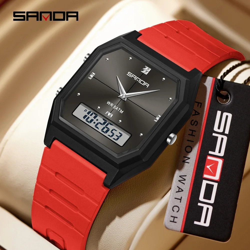 SANDA New Fashion Waterproof Dual Display Digital Leisure Watch