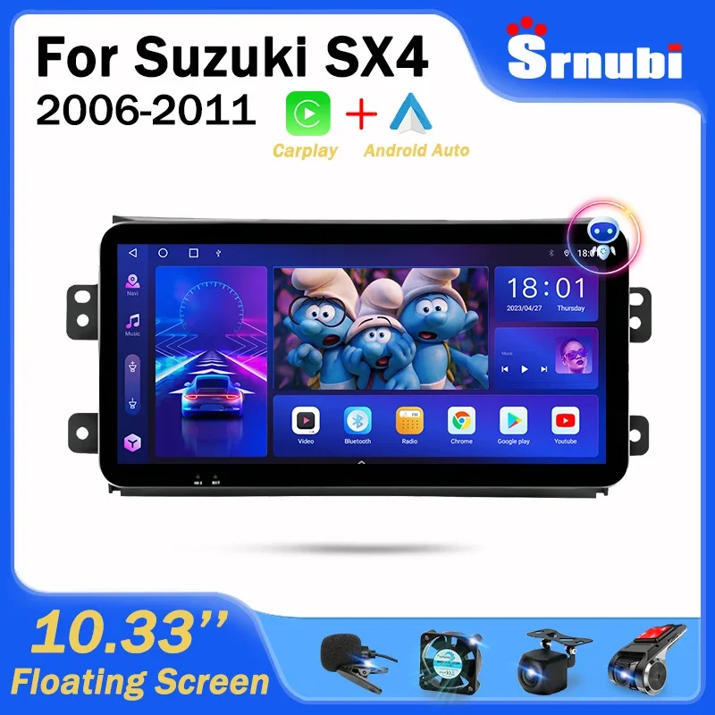 

Srnubi 2 Din 10.33" Android 11 Car Radio for Suzuki SX4 2006 - 2011 Multimedia Player Carplay Auto Stereo GPS QLED DVR Head Unit