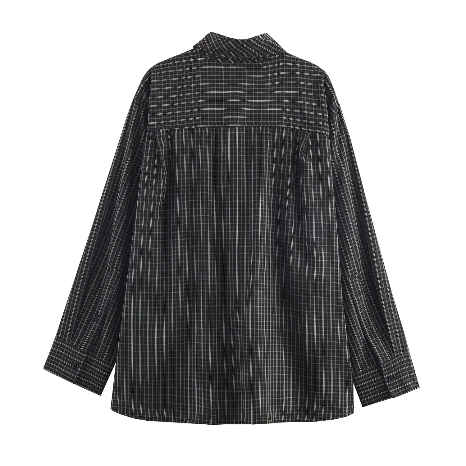 Women Plaid Shirts Female Spring Autumn New Scarf Collar Long Sleeve Single Breasted Fashion Blouses Lady Casual Chic Shirt Top