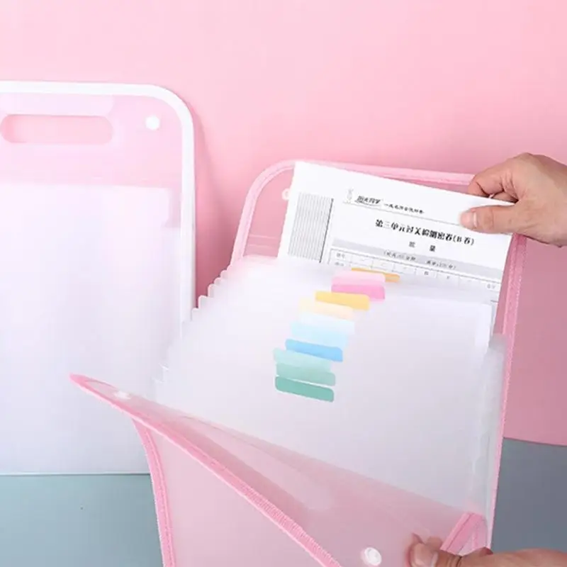 1PC 12 그리드 휴대용 A4 파일 폴더 문서 가방 대용량 투명 PP 수직 오르간 박스 사무실 종이 보관 정리함