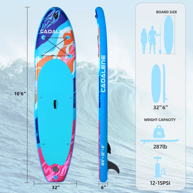 CADALENE Inflatable Stand Up Paddle Board, 10' 6" SUP PaddleBoard for Adults & Youth, with Camera Mount & Premium Accessories