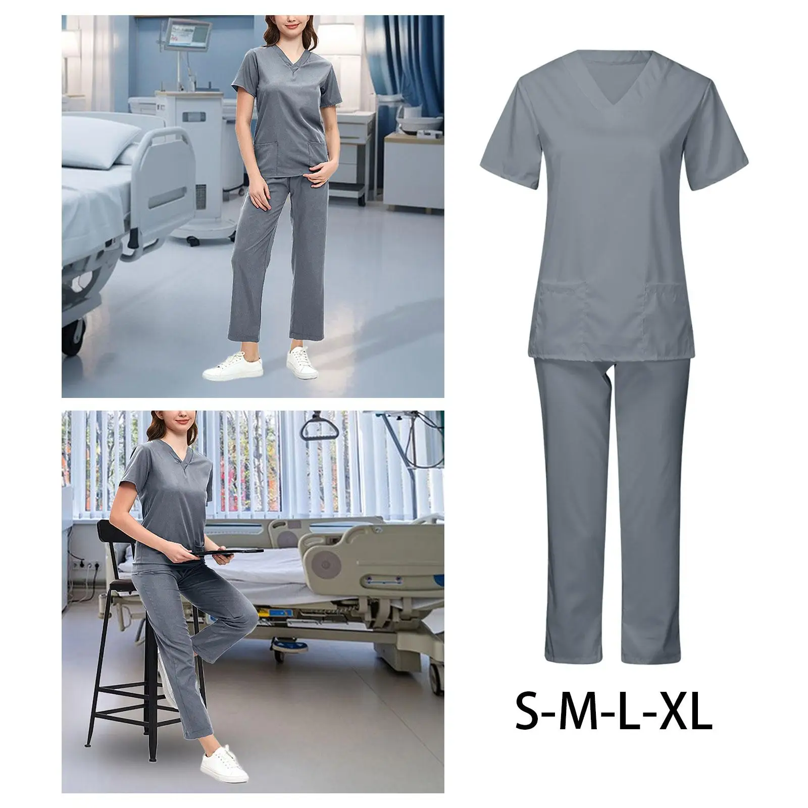 Women Scrubs Set Scrubs Top and Pants Work suits Clothes Nursing Uniforms Scrubs for Cosmetology Operating Room Pet Grooming