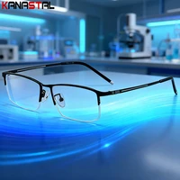 Мужские титановые полуочки в оправе, очки с блокировкой синего света, женские очки против усталости, компьютерные очки по рецепту, близорукость, очки для чтения — изображение 4