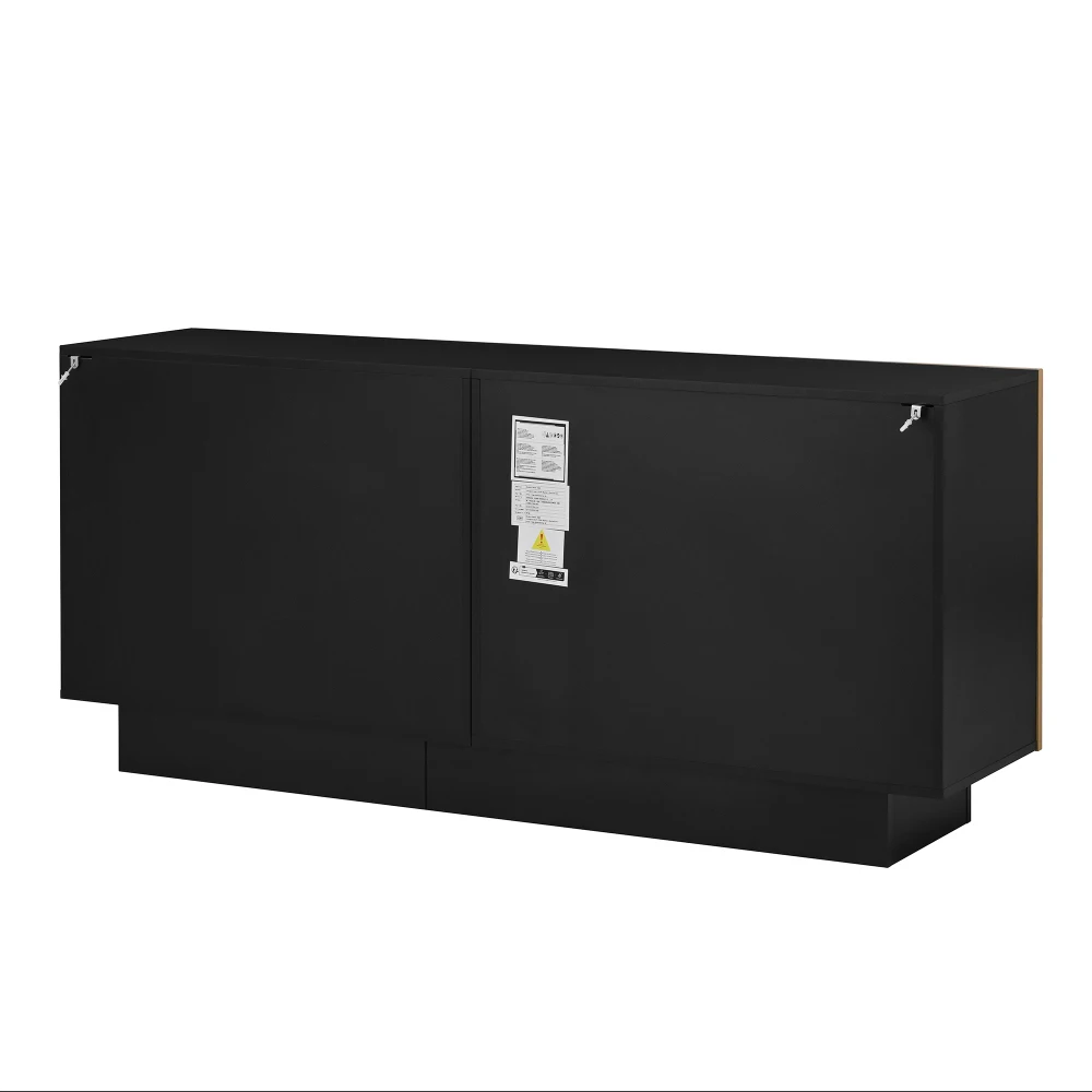 Modernes Seitenbrett 160 cm mit großem Stauraum, geometrischem Design und verstellbarem Einsatzboden – Aufbewahrungsschrank für das Wohnzimmer – Detail 22