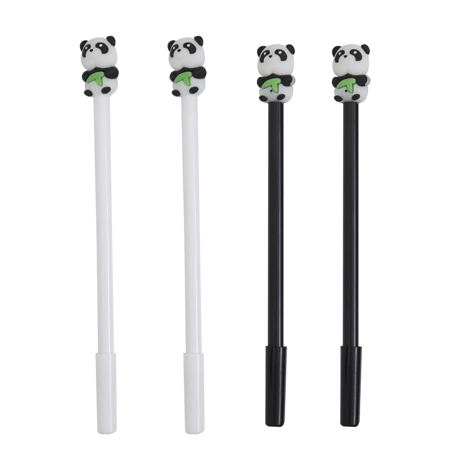 4 Pcs 0.5mm 아보카도 젤 펜 부드러운 사랑스러운 동물 블랙 컬러 젤 잉크 펜 귀여운 편지지 사무실 학교 용품 쓰기