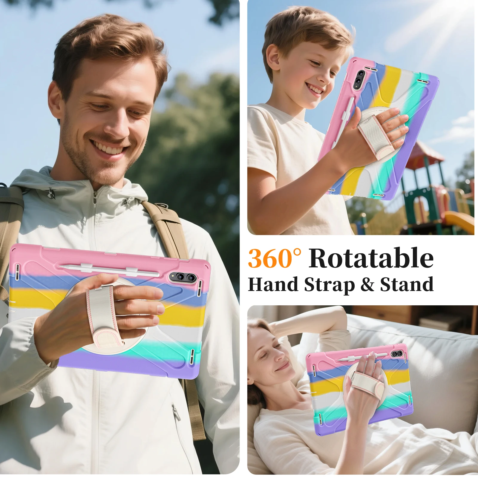 Rotating Stand Rugged Tablet Cover with Shoulder Strap