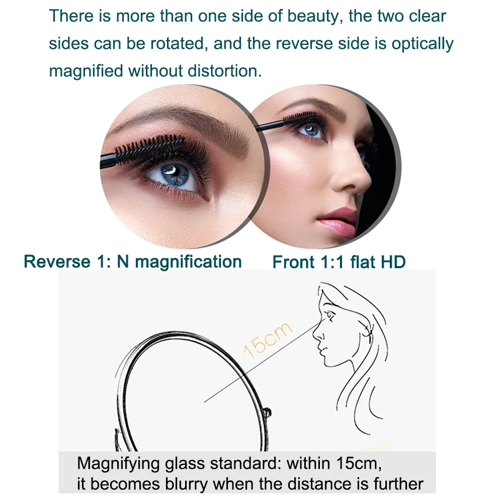Golden Wall Folding Makeup Mirror Double Side Fill Light Magnifying USB Charging Led Tricolor Dimming Bathroom Cosmetic Mirrors 4