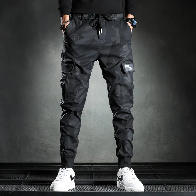 

Black Cargo Pants Men Casual Streetwear Fashion Camouflage Jogger Pants Multi-Pocket Elasticity Military Trousers Men Sweatpants