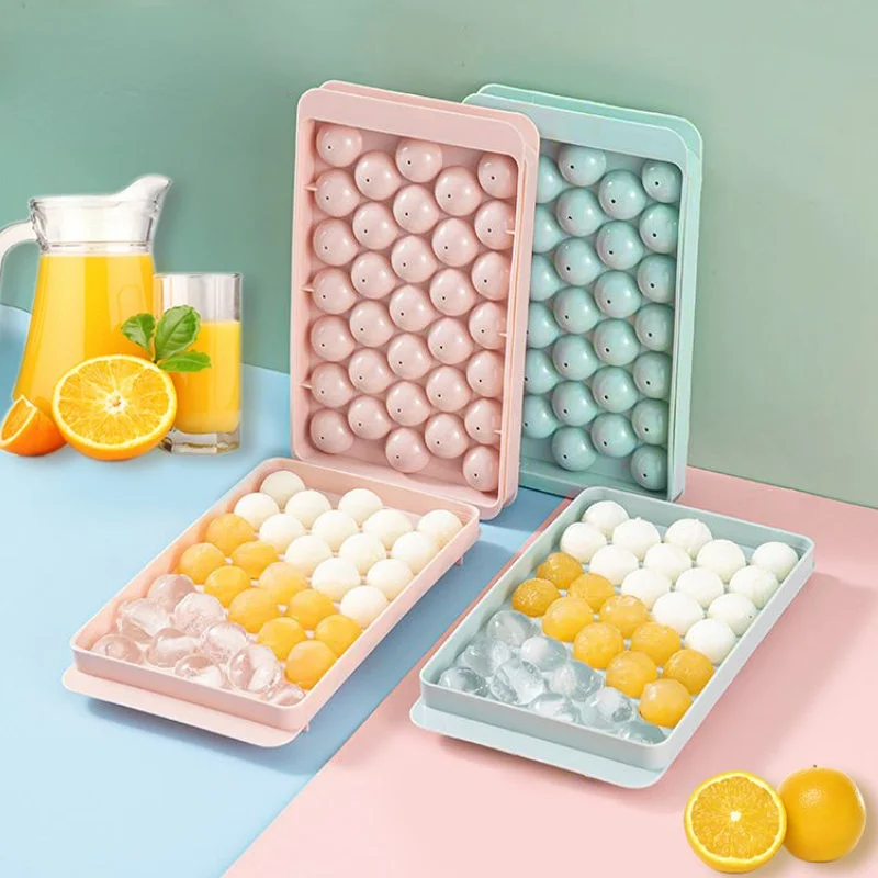 Round Ice Cube Tray with Lid Ice Ball Maker Mold for Freezer with