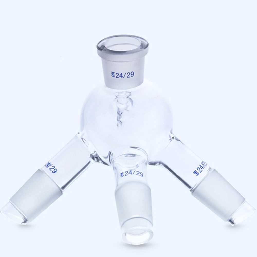 

24/29 Joint Boro. Glass Three-way Distillation Receiver Tube with Small Nozzle Labrotary Glassware Chemical Experiment