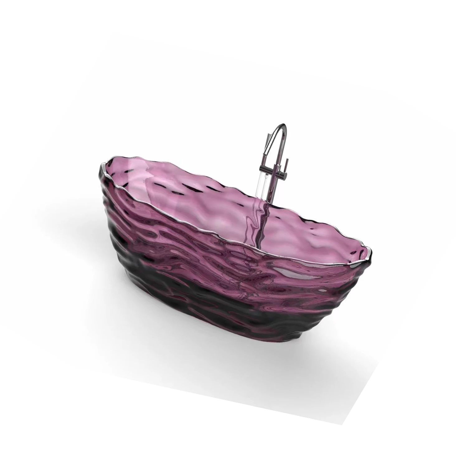1750x785x640mm Oval Resin Jasmine Purple Transparent Tub Freestanding Floor Mounted Bathtub  BV001-5 3