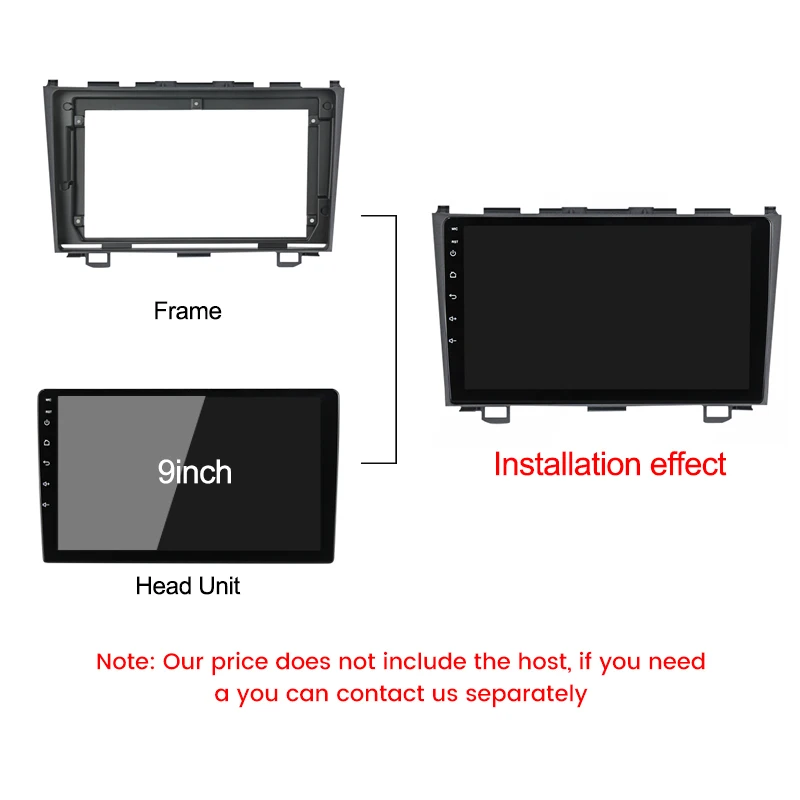 9inch Android Car Radio Fascia Adapter For Honda CRV CR-V 3 RE 2006 - 2012 Headunit Frame Harness Dash Fitting Panel Kit