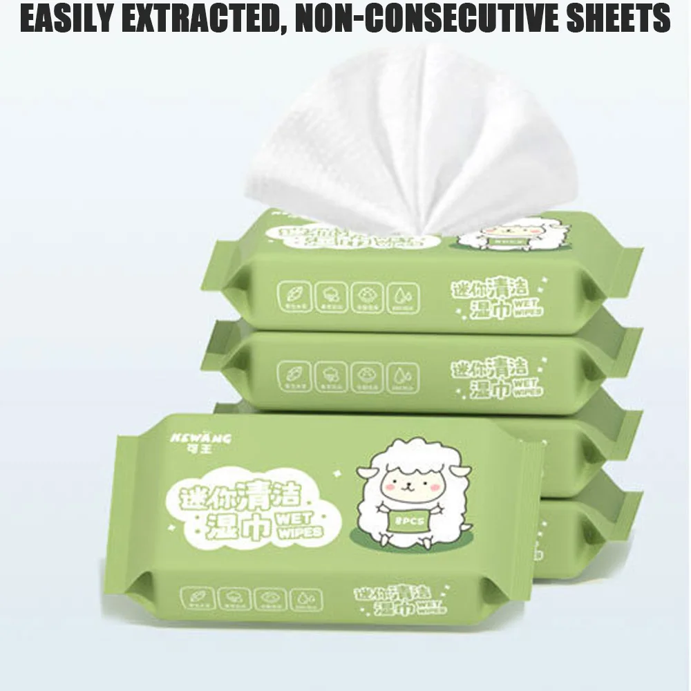 1tee 8packs (64pcs) mini hand and mouth wipes Portable Small Package Extraction Cleaning Wipes Hand And Mouth Wipes