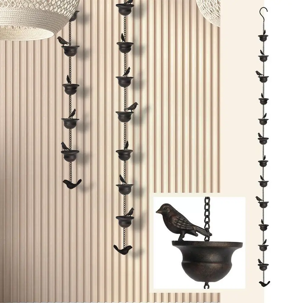 2.4/M Rain Chain Japanese Style Corridor with Drainage Chain Villa Bird Cup Rain Decorative Downspout for Gutters 빗물 X9P3