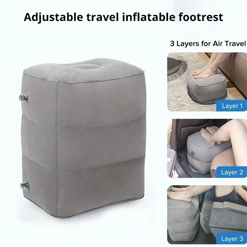 Inflatable Foot Rest Pillow 1pc Travel Portable Adjustable Three Layers
