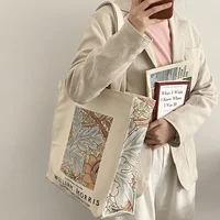 Van Gogh Morris Shoulder Bags for Women Vintage Shopping Bag with Handle Zipper Casual Canvas Tote Bag Bolsa Feminina 2