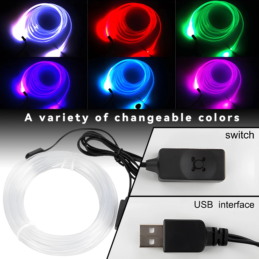 

Car Interior RGB LED Light Strip Ambient Neon Invisible Light USB Fiber Optic Atmosphere Lamp support APP Control 1/2/3/4/5M