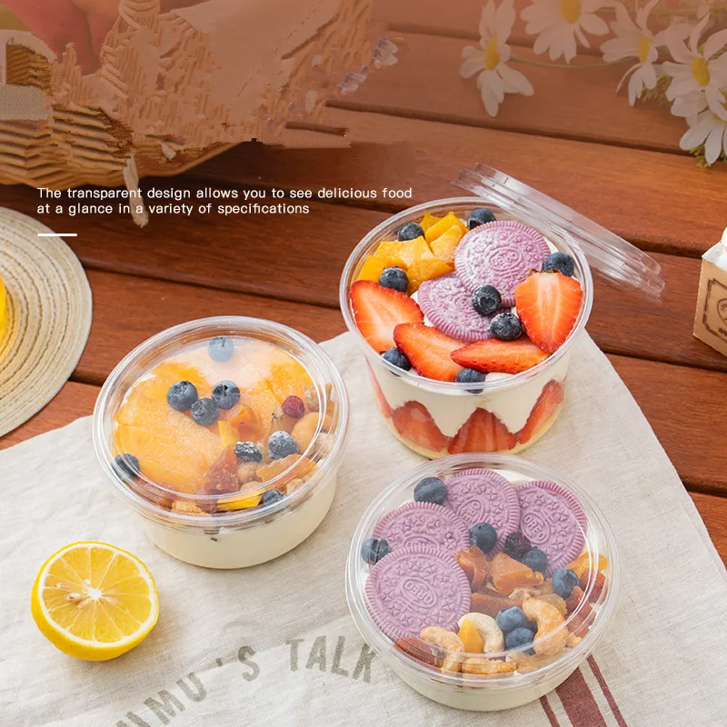 

50pcs PET plastic transparent disposable pudding jelly yogurt dessert cups food container fruit salad packaging cup with lid