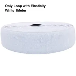 1 Meter Elastic Hook and Loop Fastener Tape for DIY Projects and Clothing Accessories (White Only Loop)