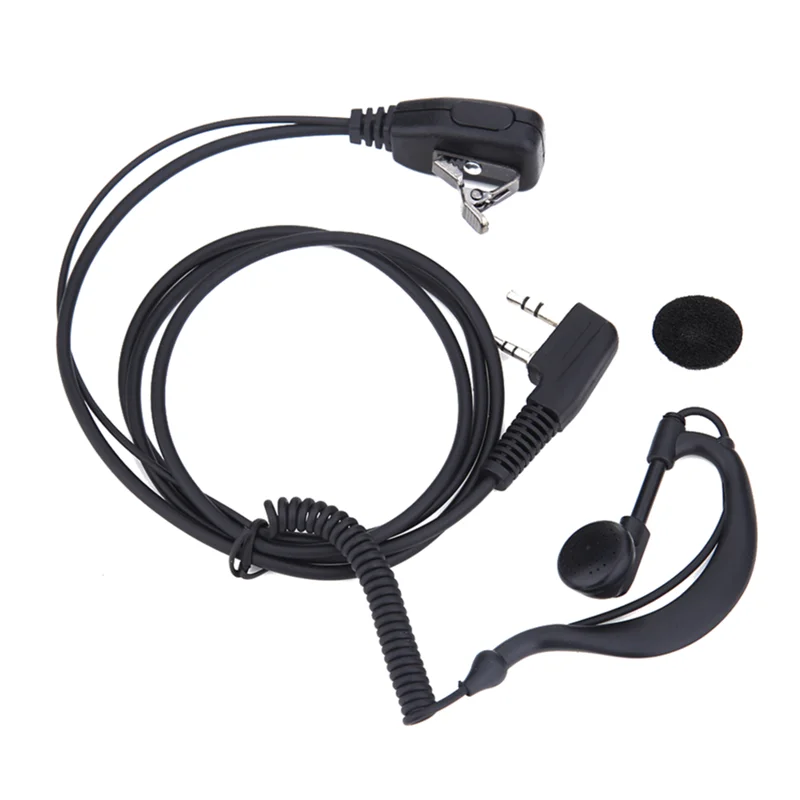 Dual-Pin PTT Microphone Ear Hook Walkie Talkie Earpiece