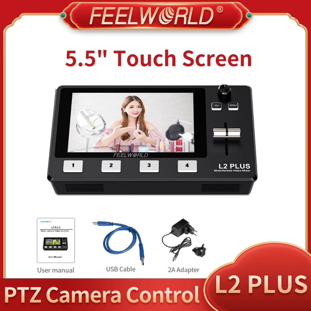 camera cleaning kit Feelworld LIVEPRO L2 Plus Live Streaming Switcher 5.5" Full HD Touch Screen PTZ Camera Control 4 Channel Control Switcher Panel professional photo studio backdrop and lighting kit Photo Studio Supplies