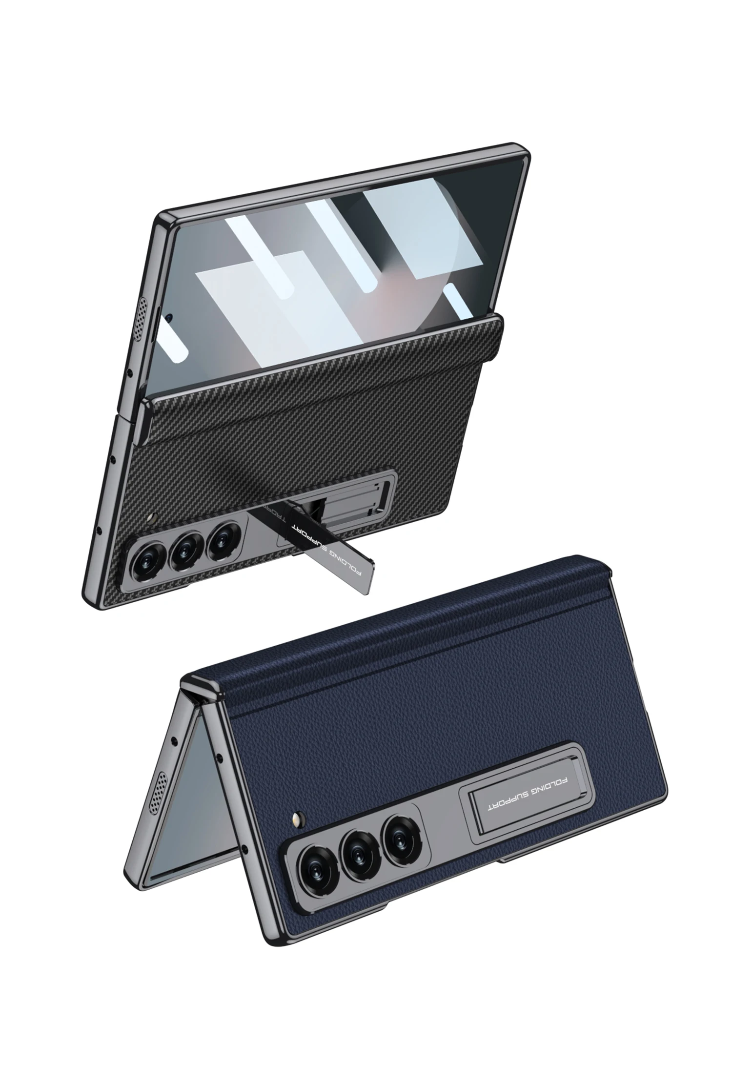 Luxury Plating Hinge Leather Case For Samsung Galaxy Z Fold 6 Magnetic Hinge Bra