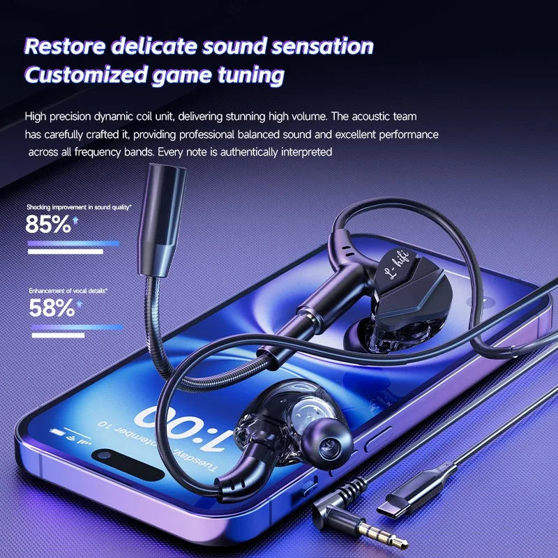 High-Performance 7.1 Surround Sound Gaming Earbuds with Dual Microphones