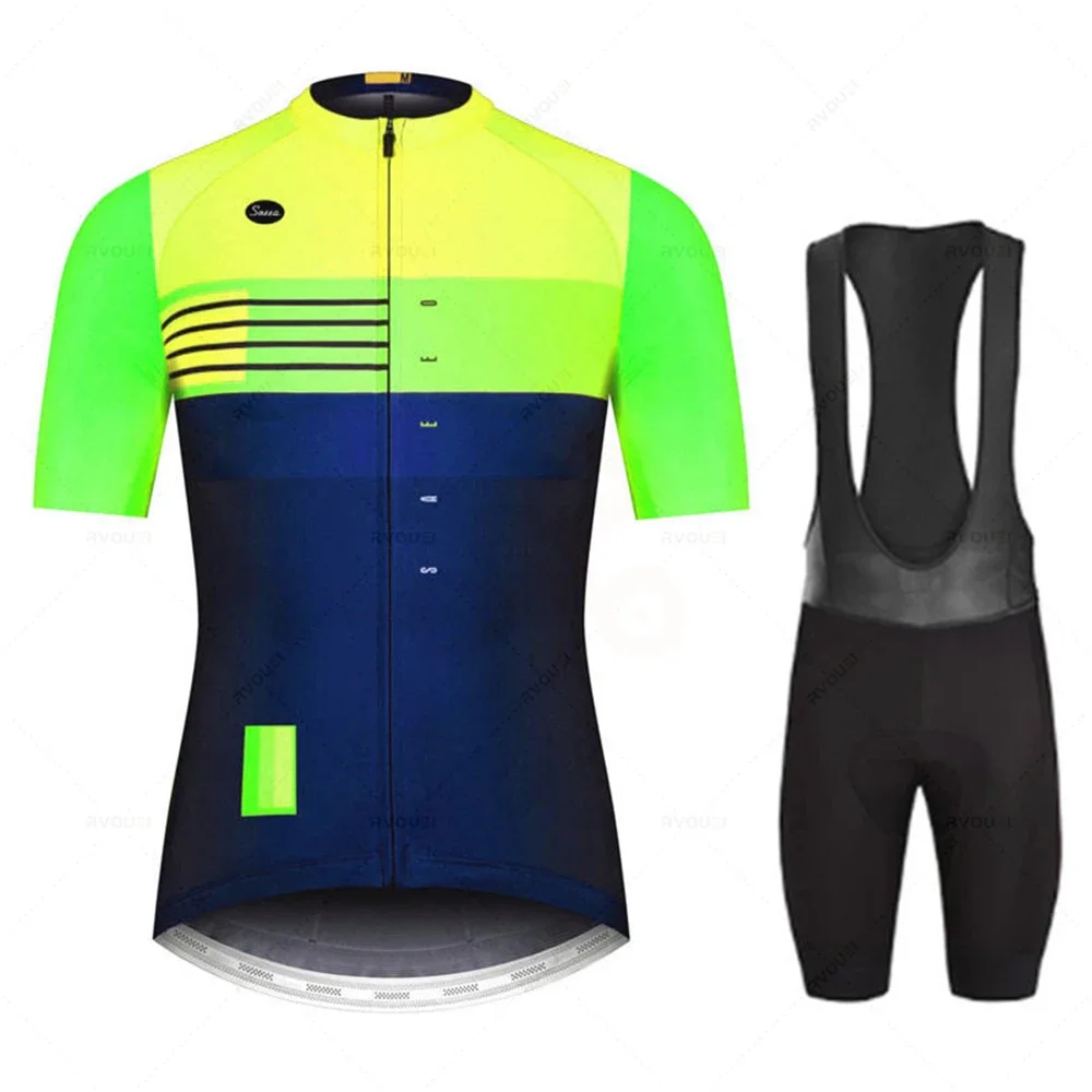 Mens Cycling Jersey Sets Short Sleeve Summer Pro Team Road Racing Bike Clothing Breathable MTB Bicycle Bib Suit Ciclismo