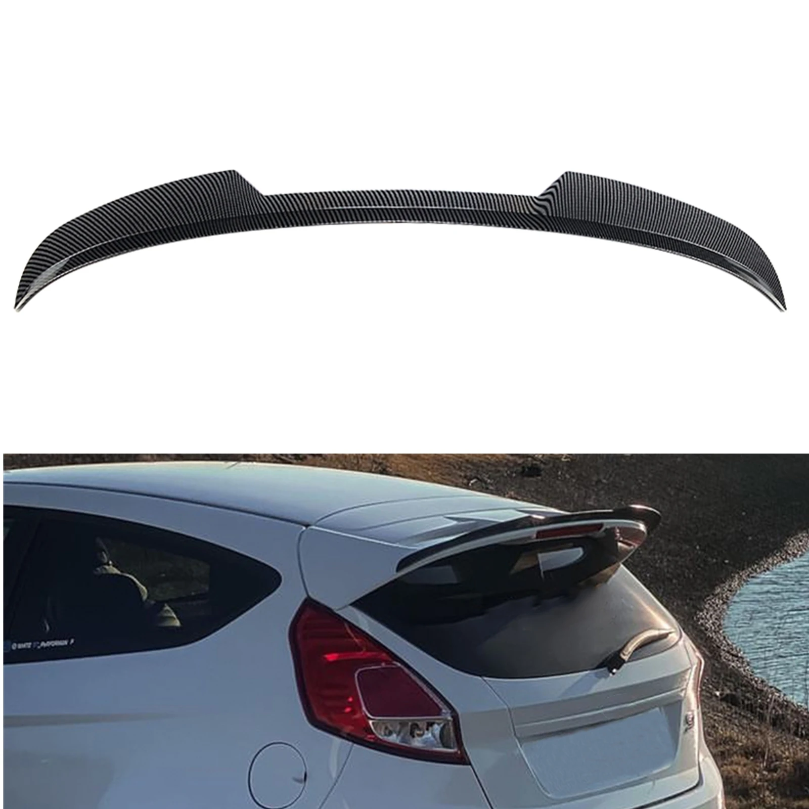 Car Rear Trunk Roof Spoiler Wing Window Duckbill Coperchio Splitter Trim Flap Per Ford Fiesta St-Line Mk6 Mk6.5 2008-2017