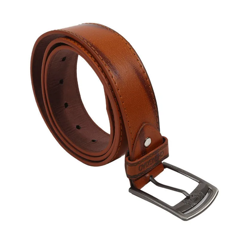 Men's Casual Belt Hollow Rivet Wide PU Leather Belt