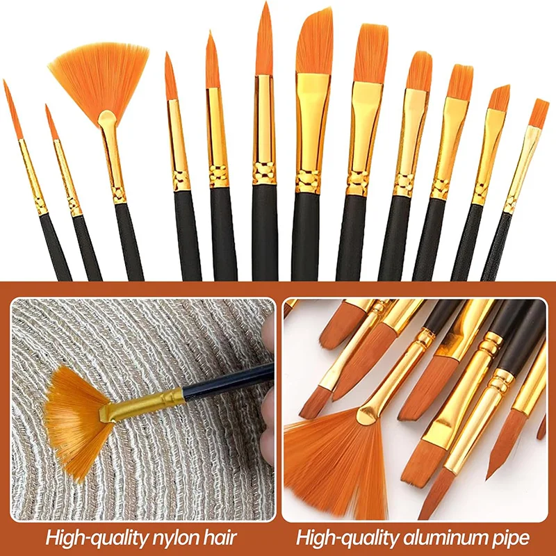 12-Piece Nylon Artist Brush Set 4