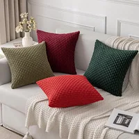 Dark Green Throw Pillow Covers 16x16 Inch Decorative Couch Cushion Cover Soft Corduroy Boho Home Decor for Bed Sofa Living Room 2