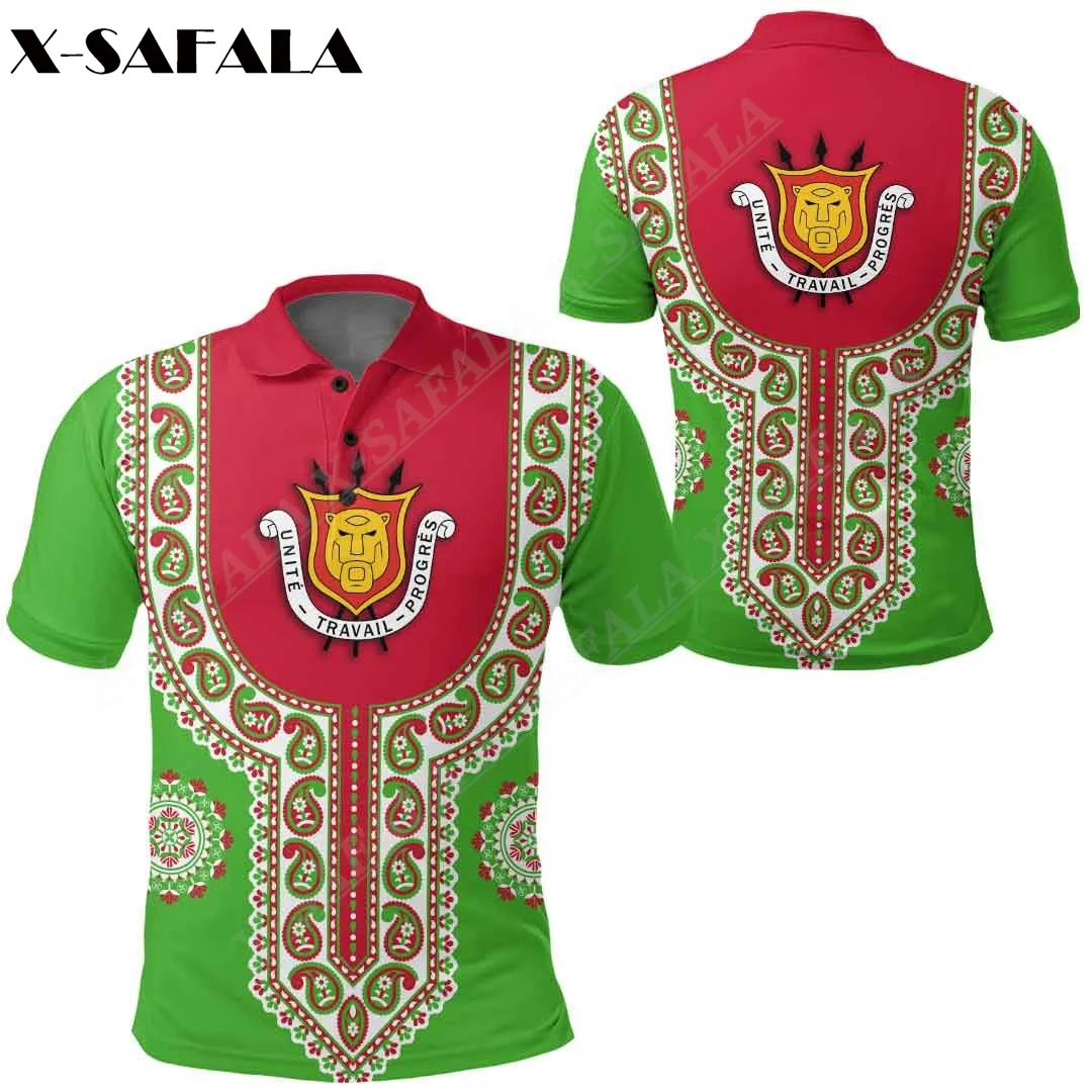 

Рубашка-поло мужская с 3D-принтом, короткий рукав, воротник, повседневная одежда в уличном стиле, с гербом и флагом КНР, с принтом в честь национального дня ламбинской Республики, летняя одежда