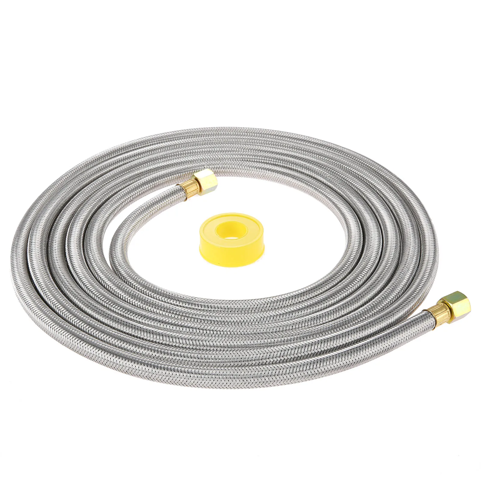 Portable Gas Burner 1set 16Ft Stainless Steel Braided BBQ Grill Extension Propane Hose 3/8 Female Flare Threads Gas Nuts Line Pipe Thread Tape