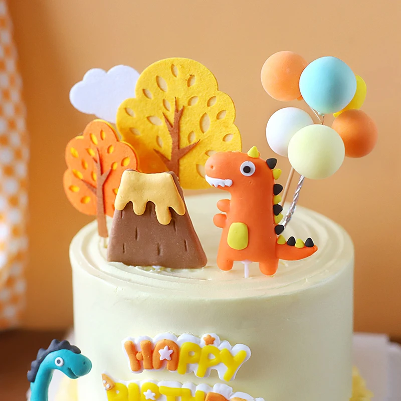 JeVenis Décorations De Gâteau En Forme De Petit Dinosaure - Vert, Orange, Jaune, Bleu - Pour Anniversaire, Fête Prénatale