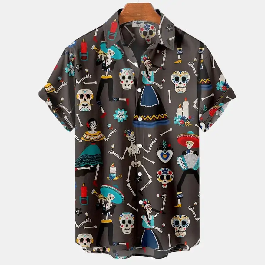 

Men's Skull Print Shirt shirt Style A6