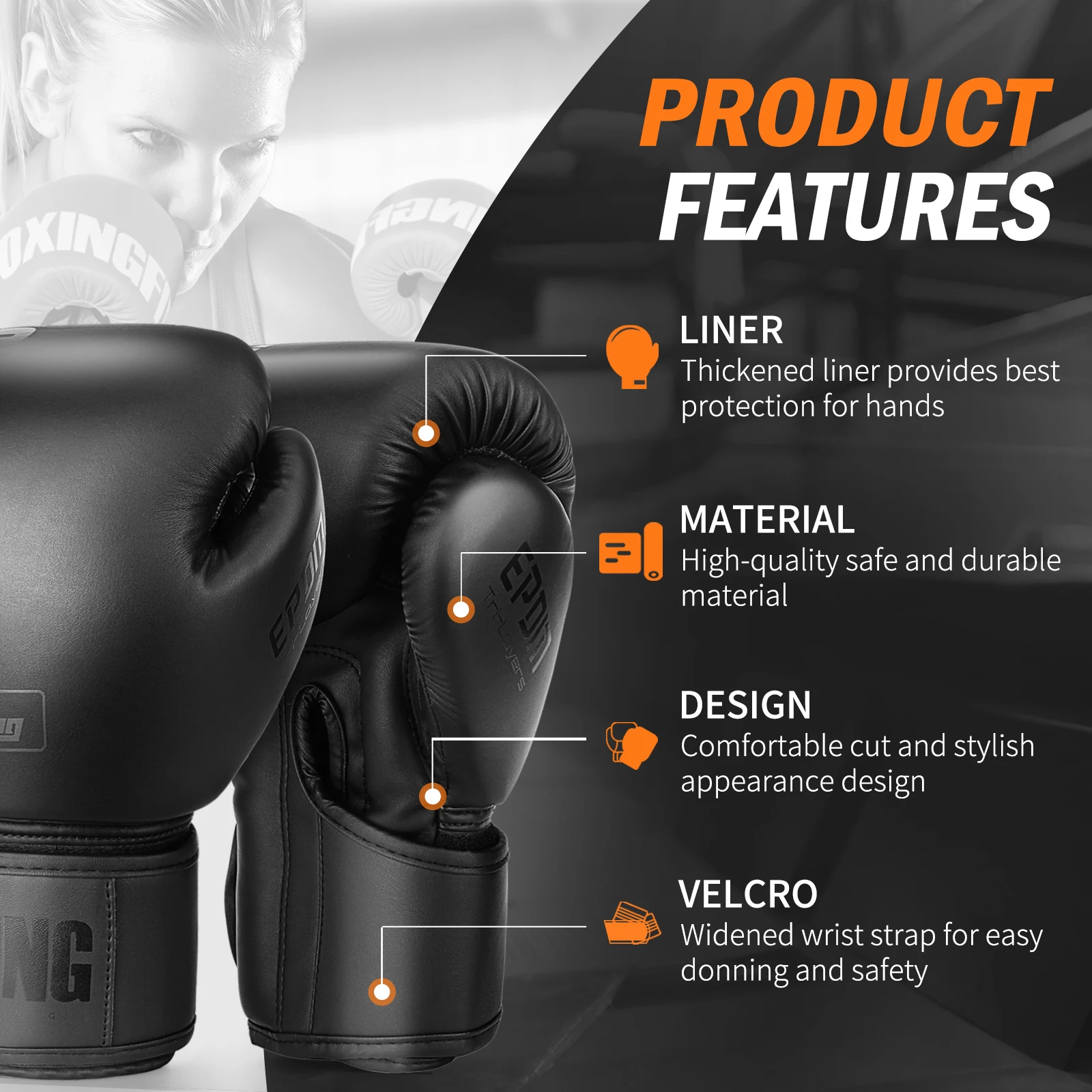 FIVING 10 12 14 16oz Boxing Gloves PU Leather Muay Thai Guantes De Boxeo Free Fight MMA Sandbag Training Glove For Men Women 2