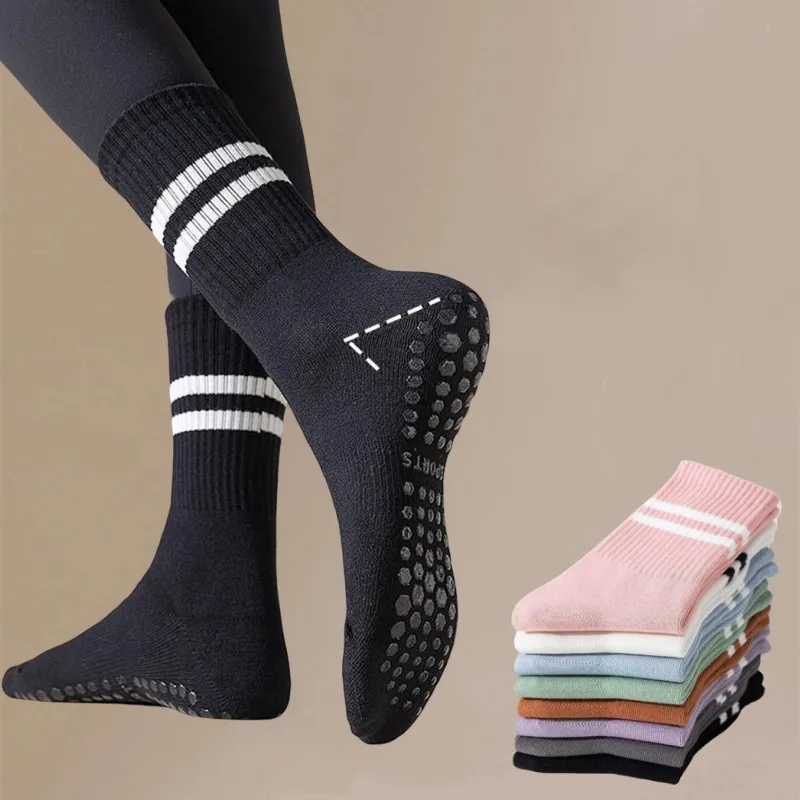 

Yoga Socks Cotton Mid-Tube Bottom Professional Non-Slip Silicone Indoor Fitness Socks Gym Floor Socks Dance Pilates Sports Socks