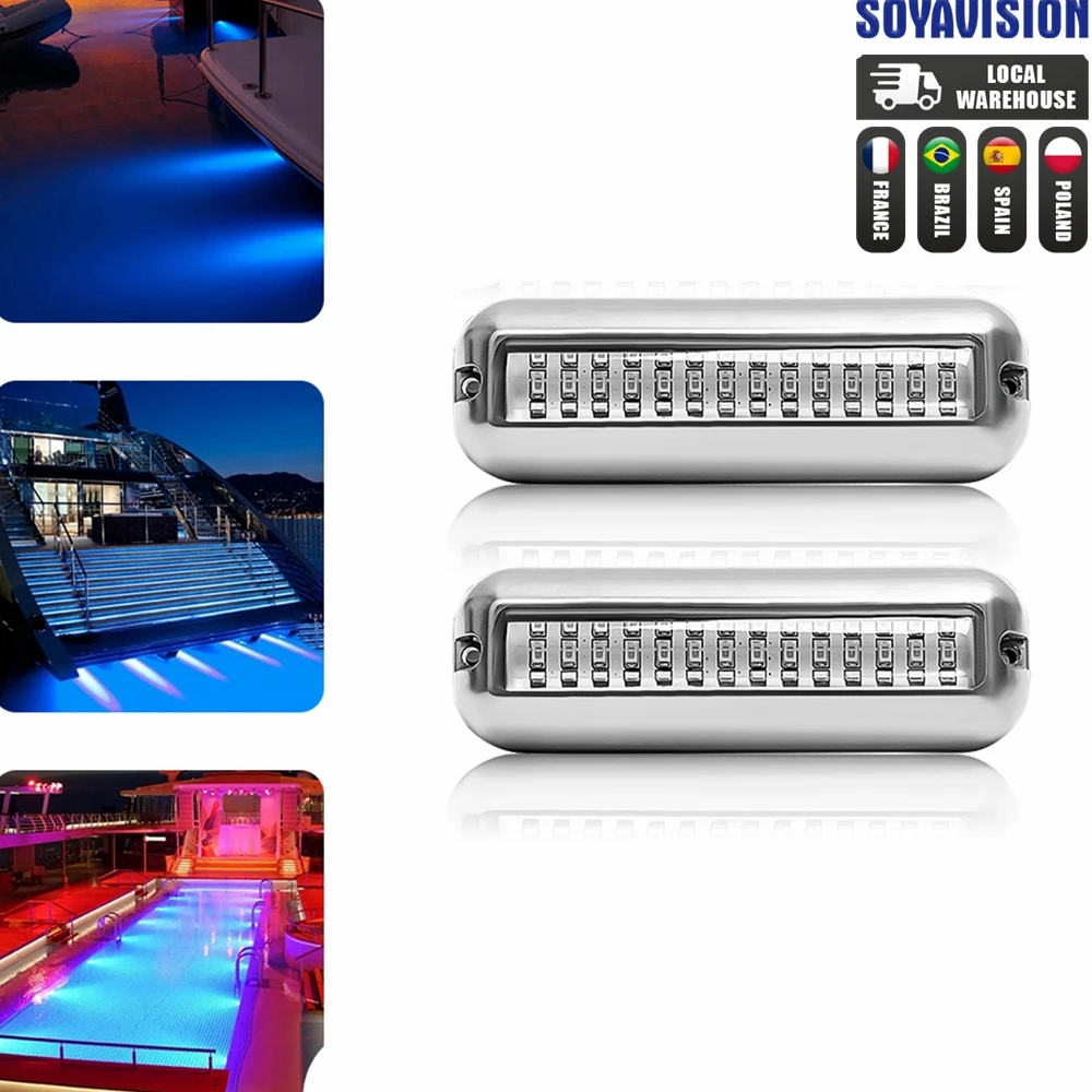 Marine Boat Lights 2Pcs 5 Inch Yacht Underwater Light 42 LED Navigation Light for Truck Boat Stern Anchor Lamp