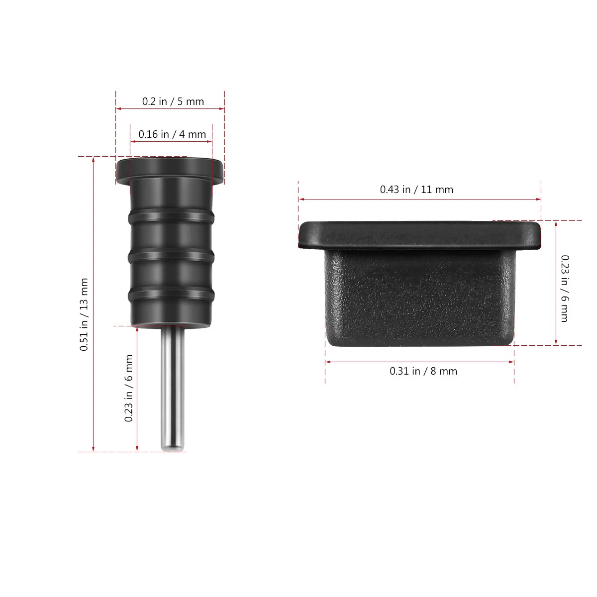 10개입 USB 헤드폰 잭 타입 C 포트 이어폰 소켓 방진 실리콘 커버