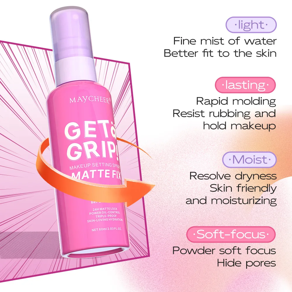 MAYCHEER Setting Spray Soft-focus Mist Matte Waterlight Oil Control Non-Smudging Non-Tight Waterproof 24H Long-lasting Cosmetics 3