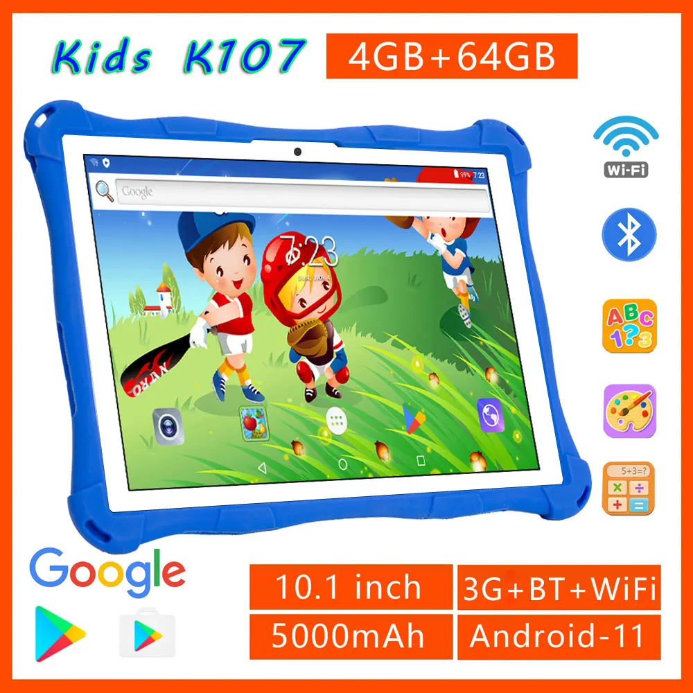 BDF Kids 10.1 Inch Tablet Android 11 Pc 4GB Ram 64GB Rom 3G SIM Card Slot Built in children's program software WiFi Bluetooth 2