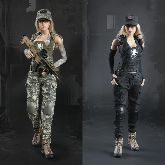 Disfraz de soldado a escala 1/6 para mujer, traje táctico de