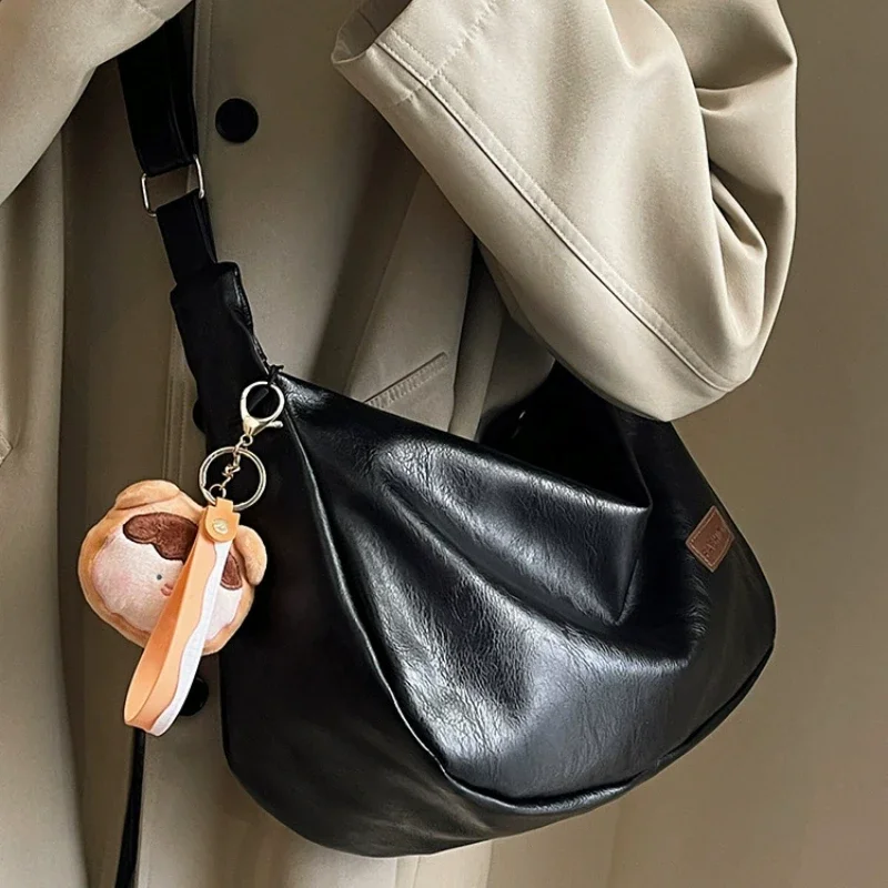 New Trendy Women Crossbody Bag Retro PU Leather Dumpling Shoulder Bag Fashion Large Capacity Tote Bag Lightweight Handbags