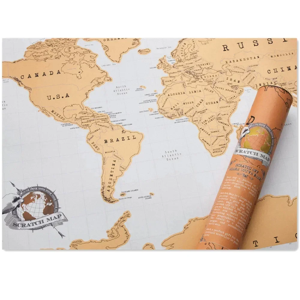Luxe Gouden Wereldwijde Kraskaarten Muurkunstposter Creatieve Reisroute Kaarten Krassen Op Folielaagcoatingkaarten Wanddecoratie