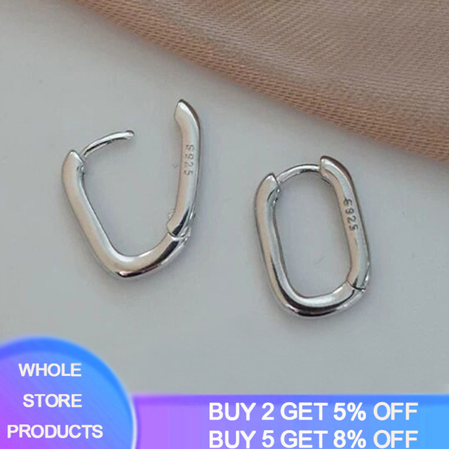 925 Sterling Silver Geometric Oval Small Hoop Earrings For Women Prevent Allergy Earrings With S925 Stamp Gift E1582