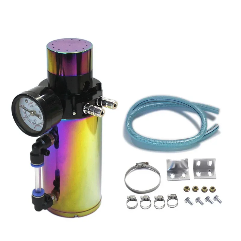 Serbatoio Di Sfiato Del Serbatoio Di Raccolta Dell'Olio Motore In Alluminio Can + Vacuum Pressure Gauge Serbatoio Di Raccolta Dell'Olio Tanica Di Racc